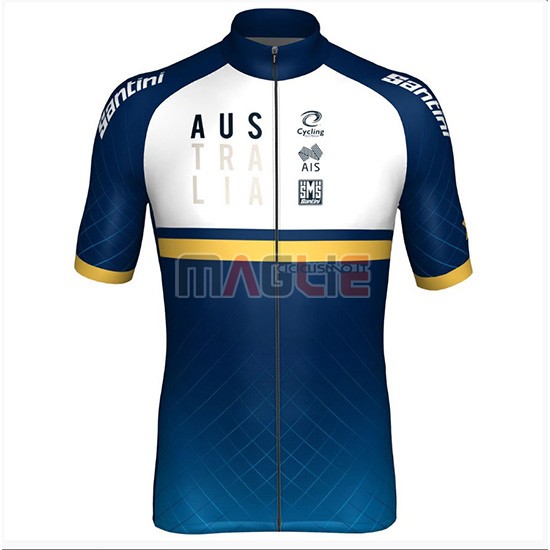 2018 Maglia Australia Manica Corta Bianco e Blu